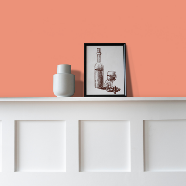 wall painted in Porto Terracotta Matt Emulsion Paint decorated with picture and vase